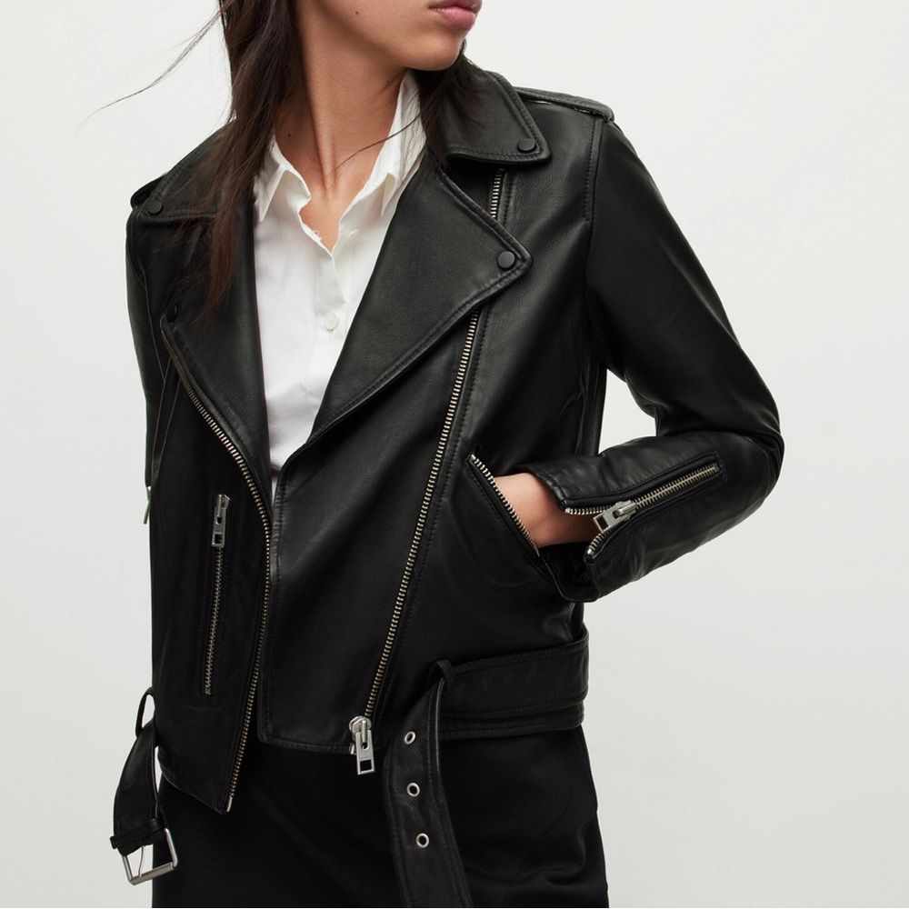All Saints Leather Bomber Jacket